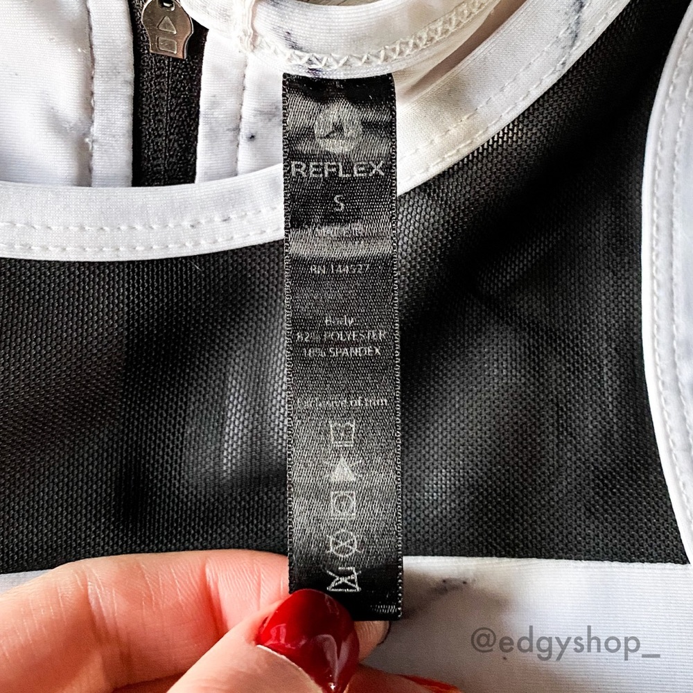 Reflex | Mesh & Zipper Marble Sports Bra - Picture 3 of 3